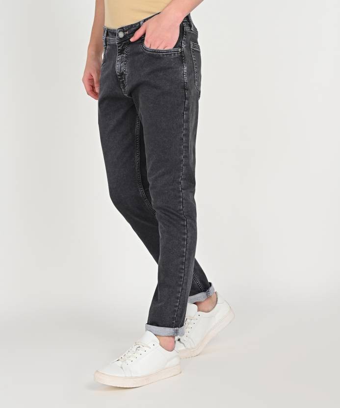 Men Slim Mid Rise Dark Grey Jeans
