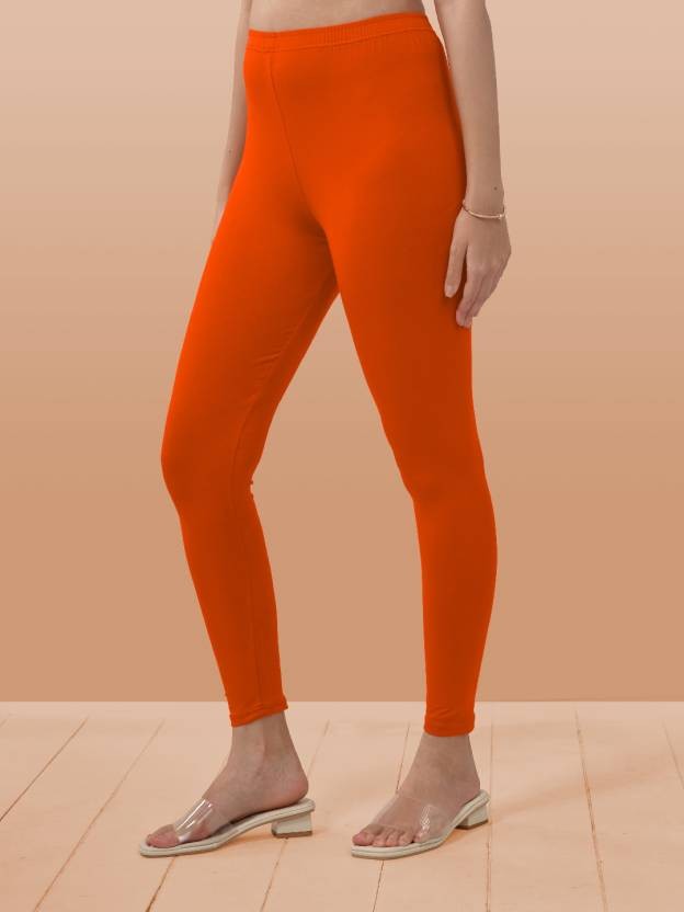Lyra Ankle Length Ethnic Wear Legging  (Orange, Solid)